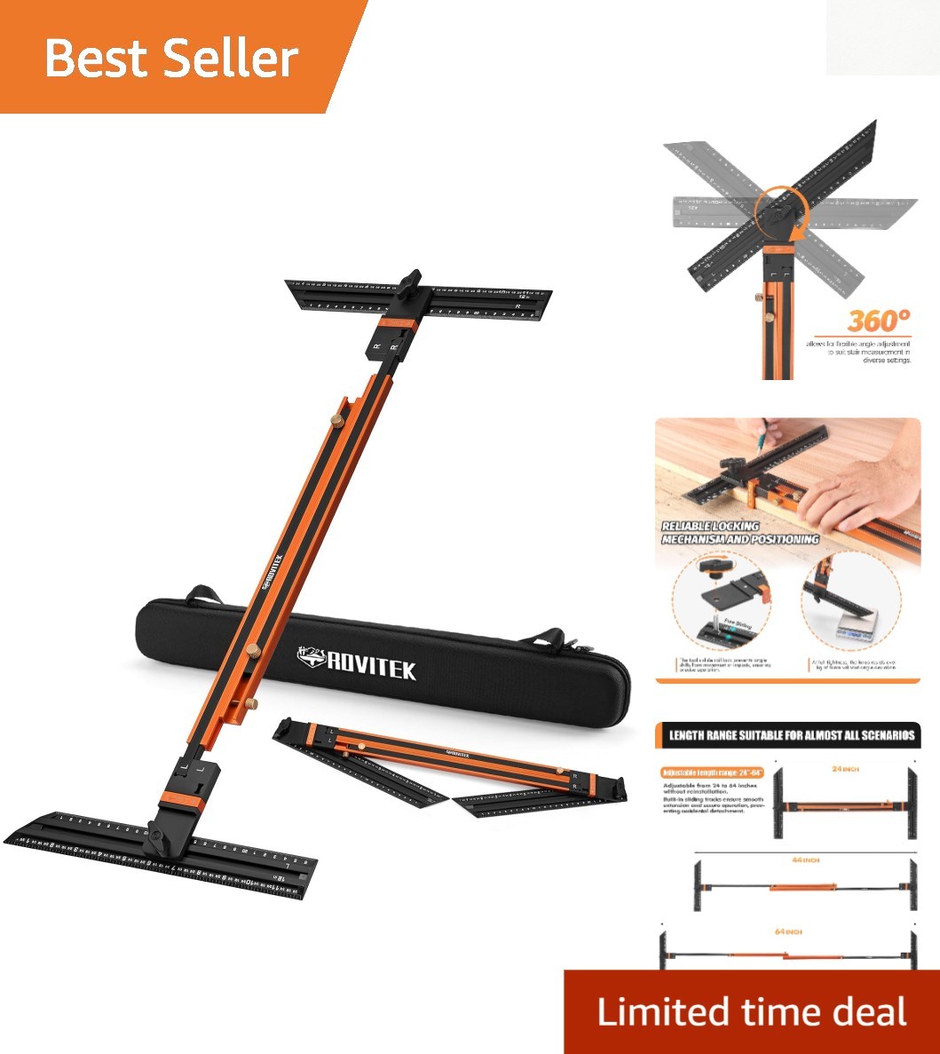 Durable Aluminum Stair Measuring Template with Locking Mechanism & Storage Bag