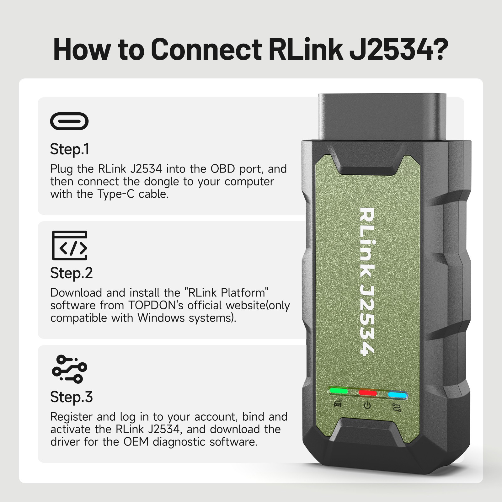TOPDON RLINK J2534 Pass-Thru Diagnostic Tool