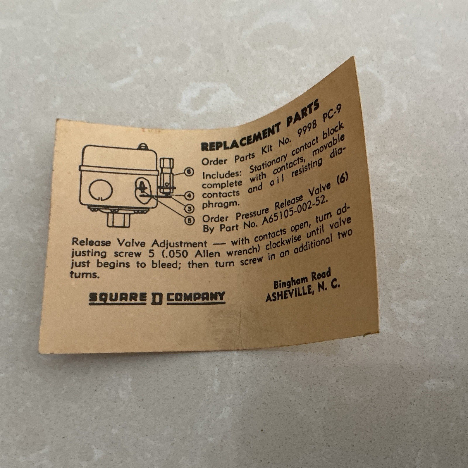 Square D Pressure Switch HHG 9013