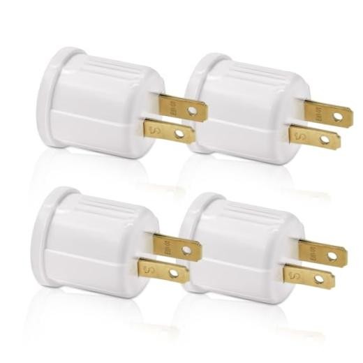 Outlet to Socket Adapter, Plug-in Light Socket, Convert Outlet to 4 White Color