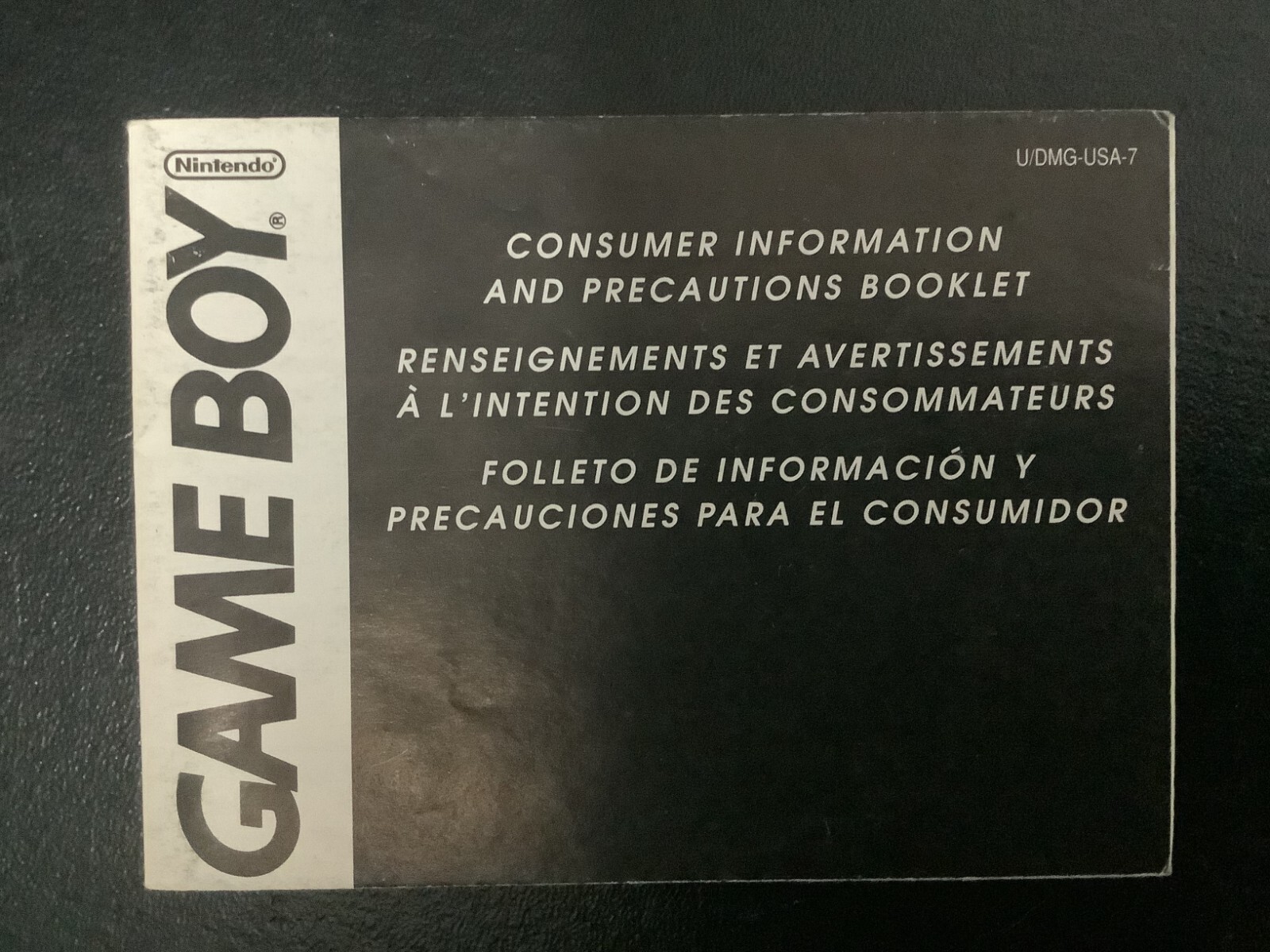Gameboy Consumer Information Precautions Booklet U/DMG-USA-7 Manual Insert Only