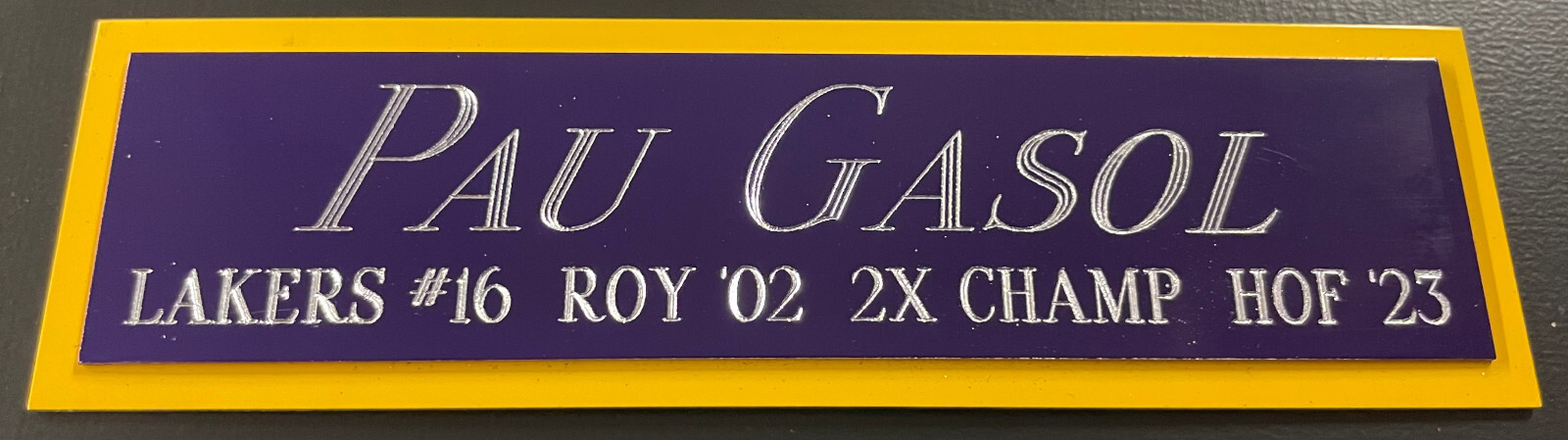 PAU GASOL LAKERS NAMEPLATE FOR AUTOGRAPHED Signed BASKETBALL-JERSEY-PHOTO-FLOOR