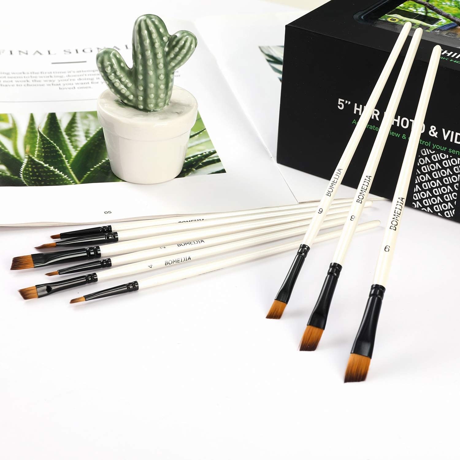 GETHPEN Angular Paint Brushes Set, Angled Watercolor Paint Brush Set,12PCS
