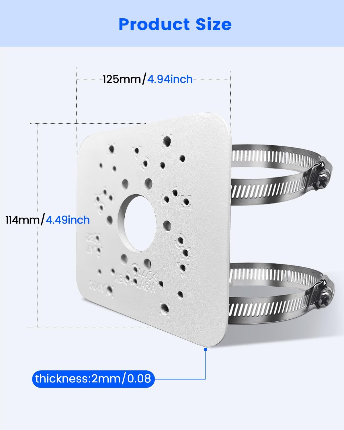 Universal Metal Security Camera Vertical Pole Mount Bracket 1 Pack, Ivory
