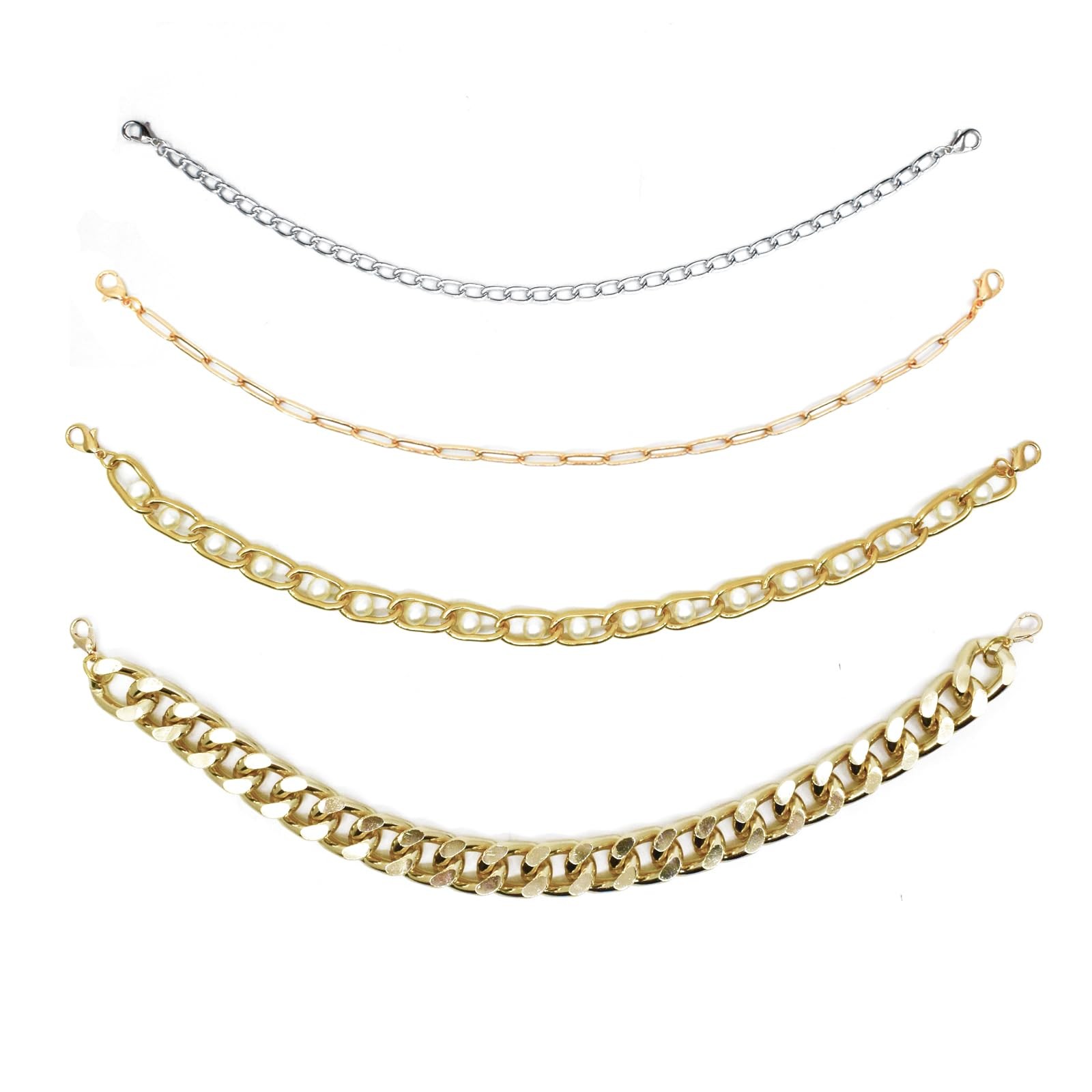 4PCS Trucker Hat Chains Decorative Chain Accessory for Mesh Baseball Metallic