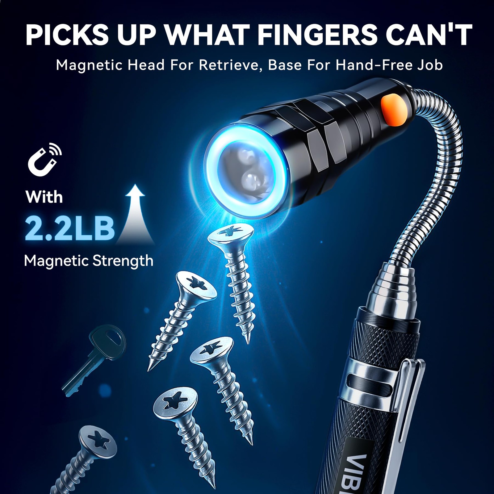 VIBELITE Extendable Magnetic Flashlight with Telescoping Magnet Pickup Tool- Dad