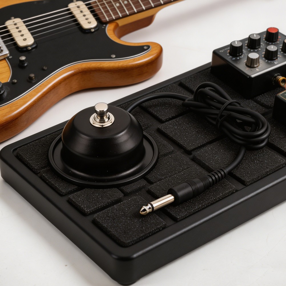 Reusable 1-Button Guitar Footswitch Durable Metal for Effect Pedal Control Black