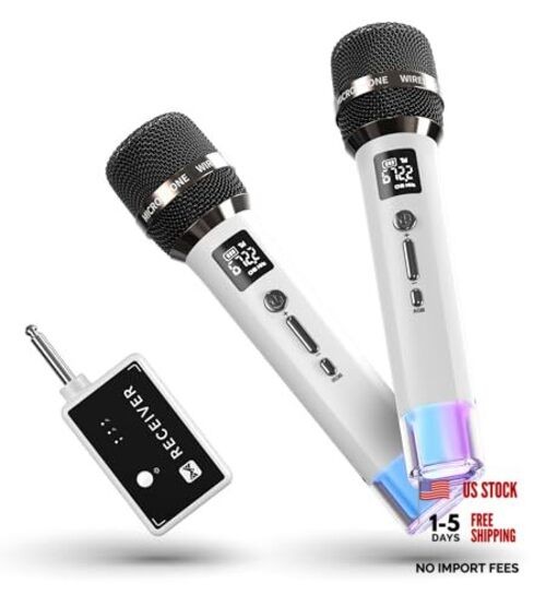 Wireless Microphones, Microphone with One-to-One Chip Connection and LED White