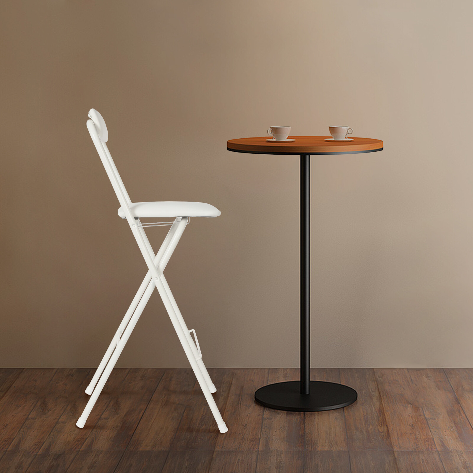 Foldable Bar Chair, Tall Folding Chair, Portable Folding Stool with Backrest 1pc
