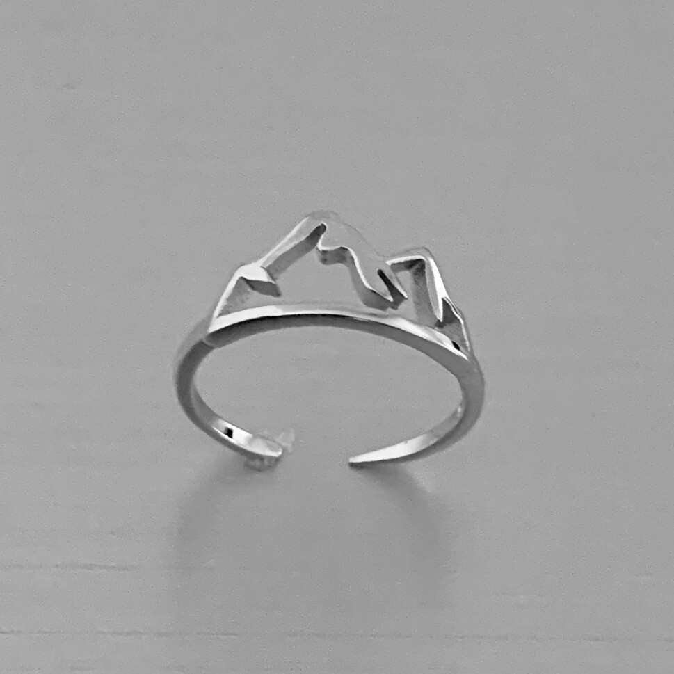 Sterling Silver Mountain Toe Ring, Silver Rings, Rock Ring, Hiking Ring
