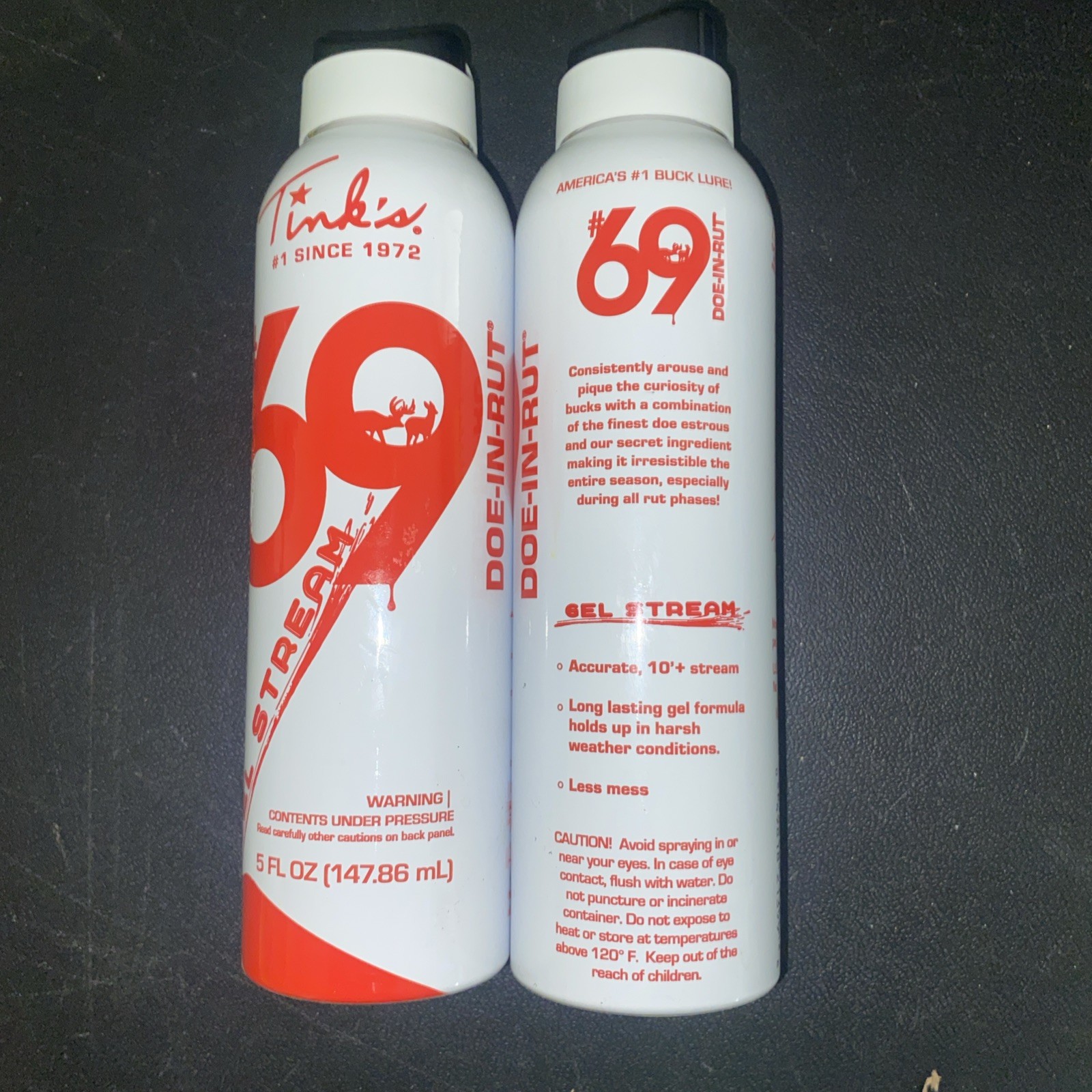 Tinks #69 Doe-In-Rut Estrous Doe Urine Hot Shot Gel Stream 5 fl oz  Lot of 2