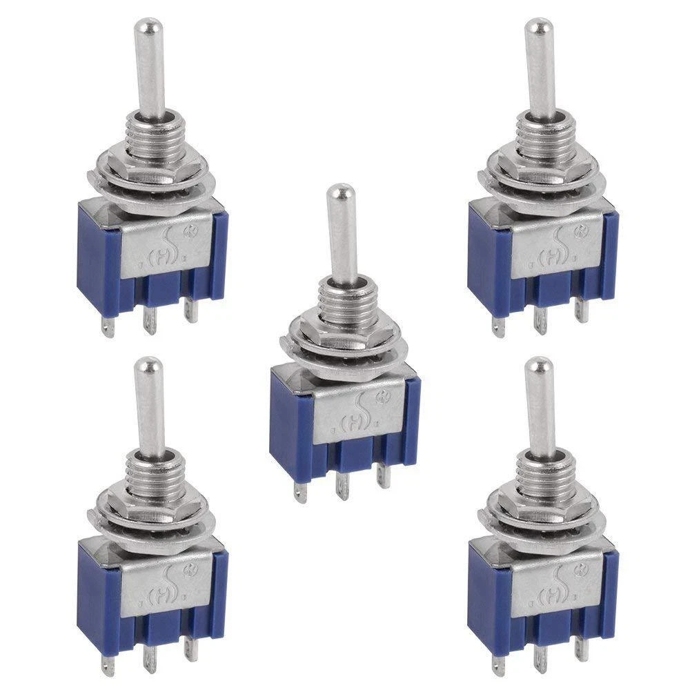 5 Pack Mini Toggle Switch SPDT 3 Position ON OFF ON 6A 125V AC Panel Mount