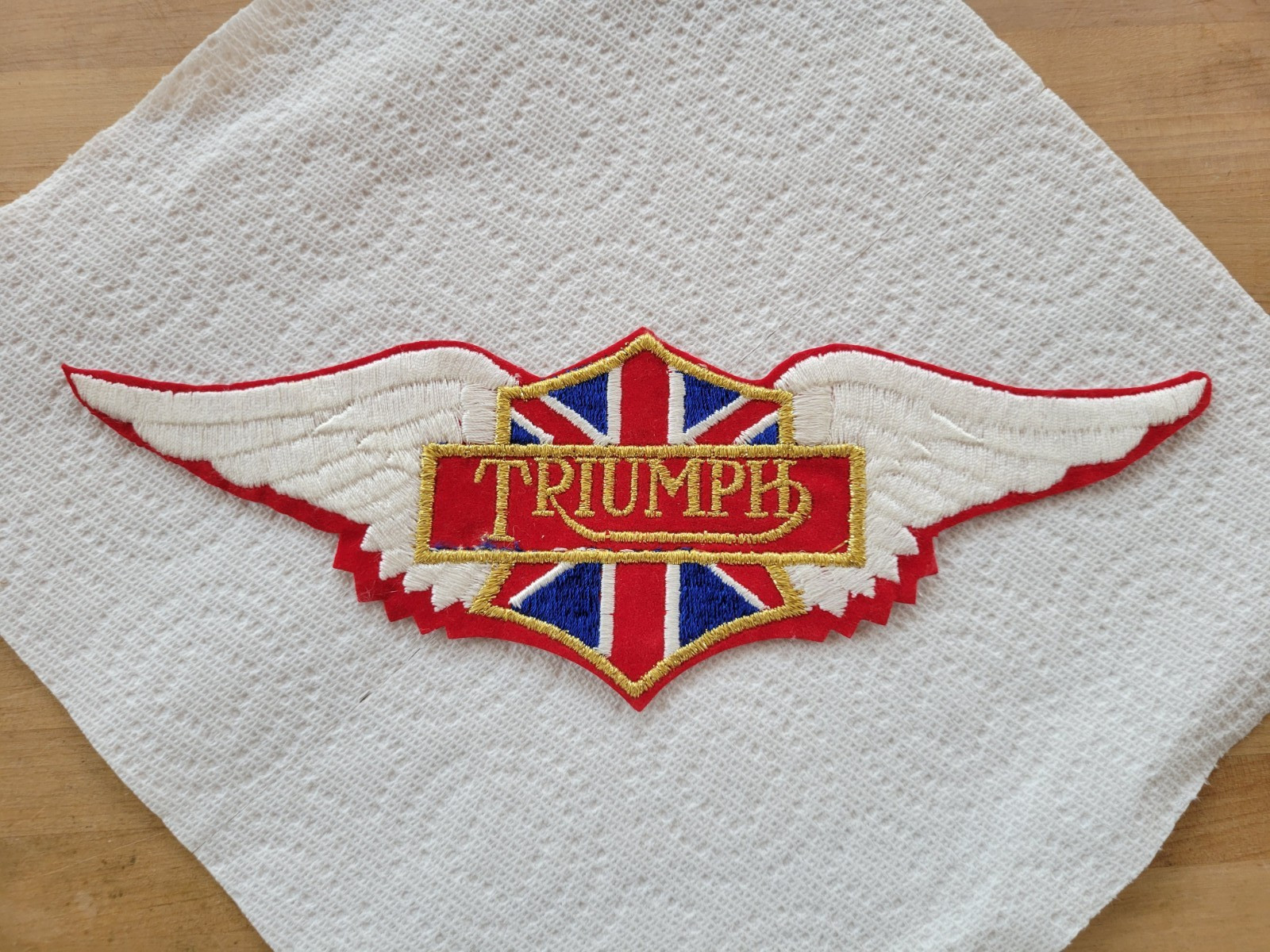 Triumph Motorcycle Patch / NOS (New Old Stock) / Vintage / Sew-On / 11 1/8" Wide