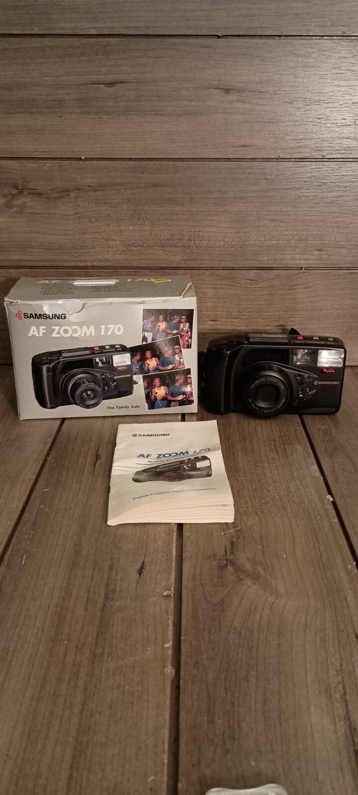 Samsung AF Zoom 170 35mm Camera 35-70mm Zoom Lens with Box Tested Working