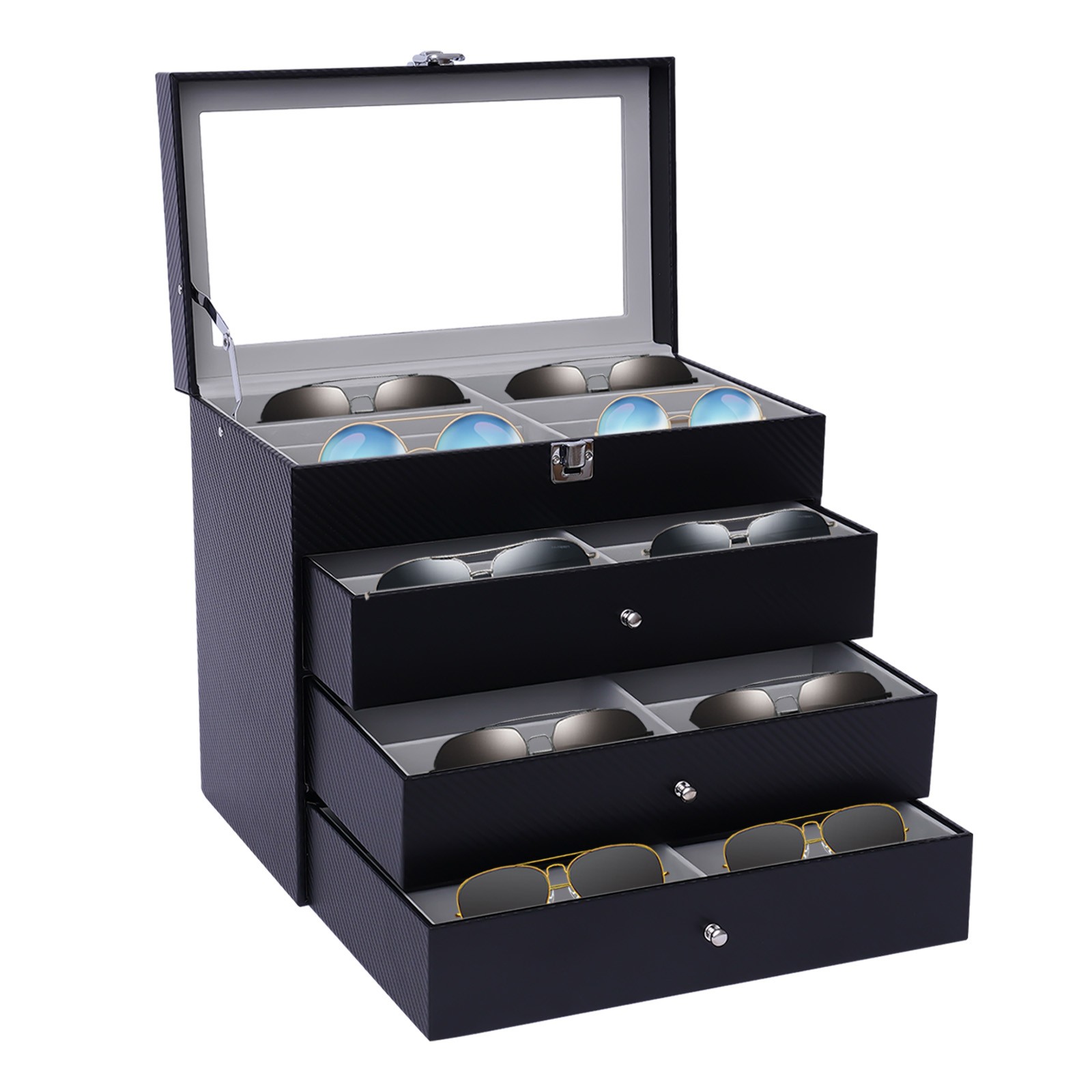 24-Slots Multiple Glasses Organizer Eyeglass Sunglass Storage Box Display Holder