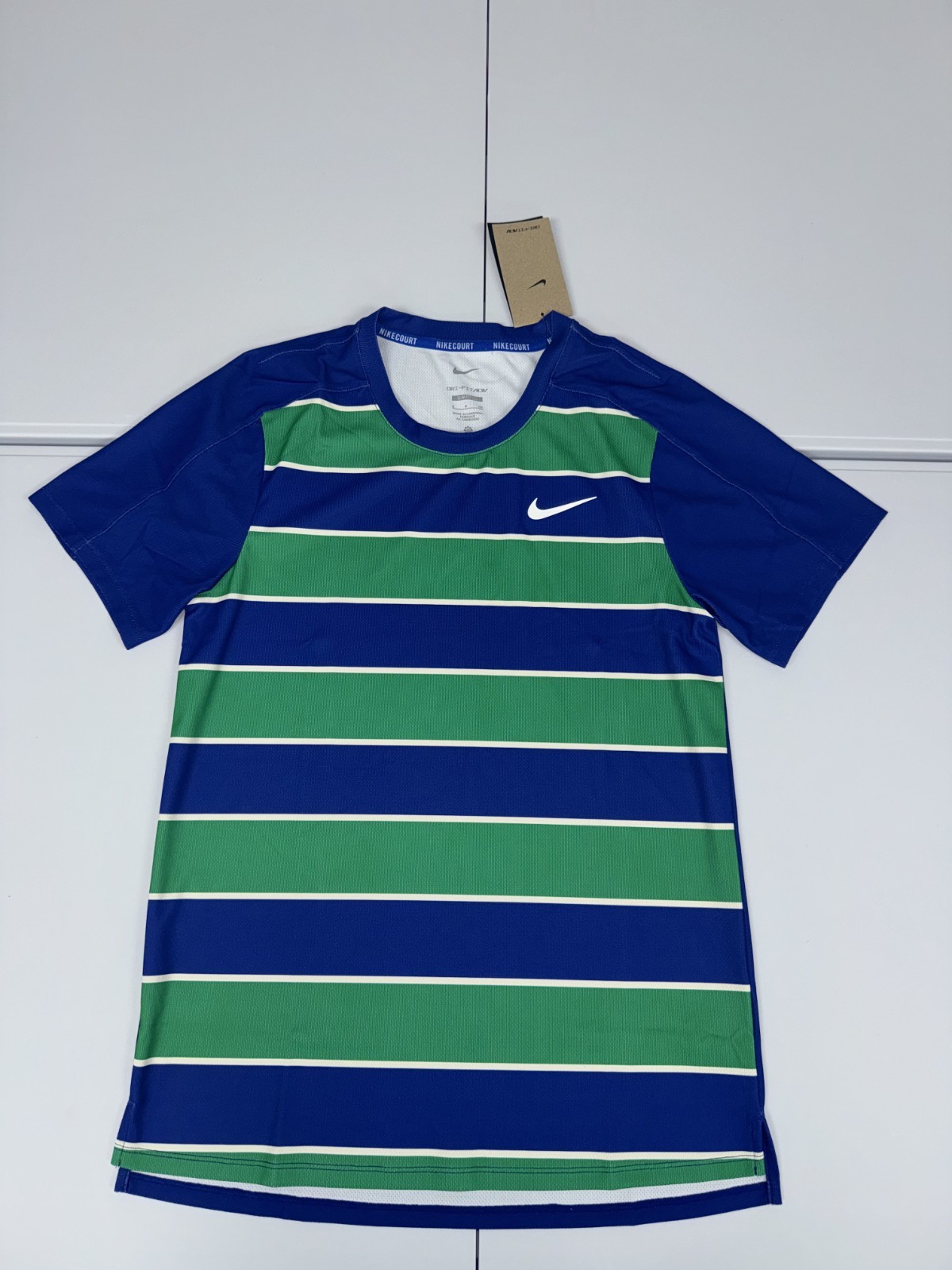 Nike Court Slam Tennis Shirt Carlos Alcaraz Men's Size S Blue Green FZ6934-539