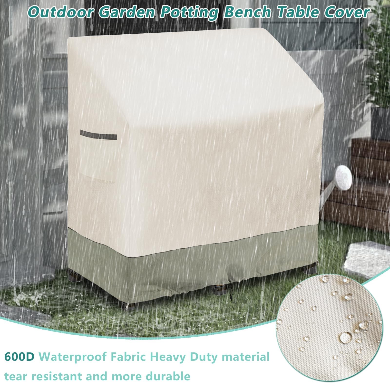Outdoor Garden Potting Bench Table Cover with Split Zipper,Heavy 600D Duty Wa...