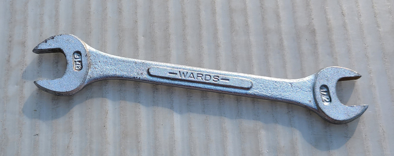 Vintage Wards Double Open End Wrench  1/2 x 9/16 Made Forged in USA Used