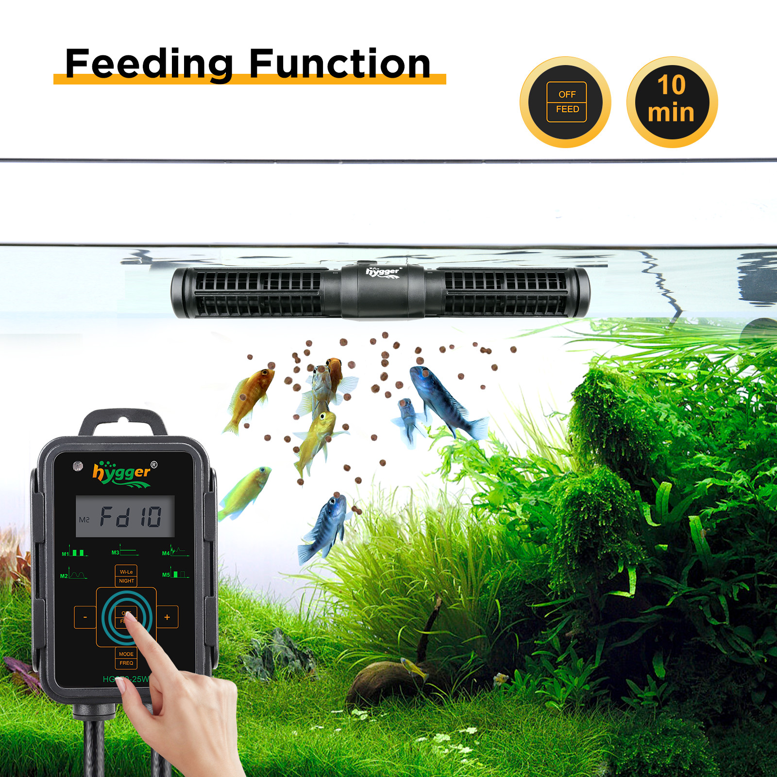 Hygger 12W-25W Aquarium Wave Maker Adjustable Cross Flow Pump with Controller