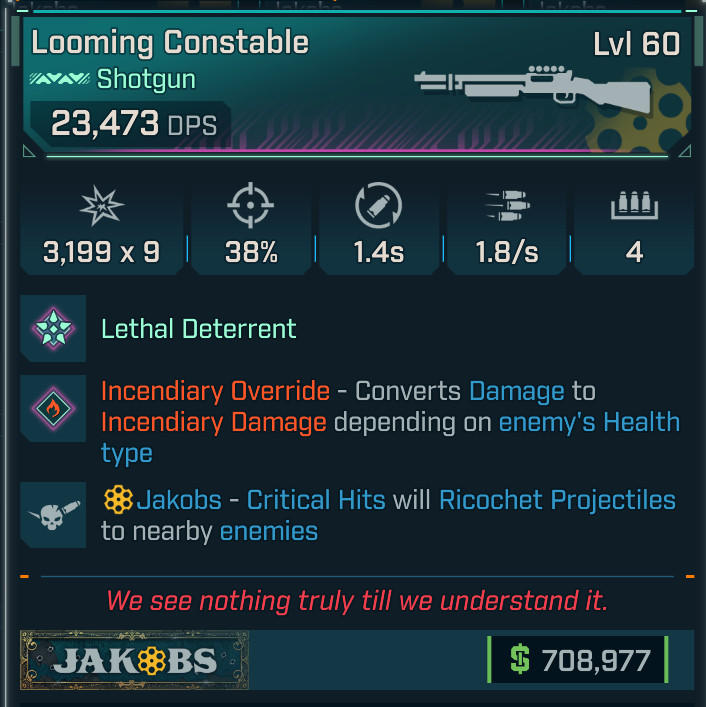 Borderlands 4⭐LOOMING CONSTABLE SHOTGUN⭐INCENDIARY OR⭐JAKOBS