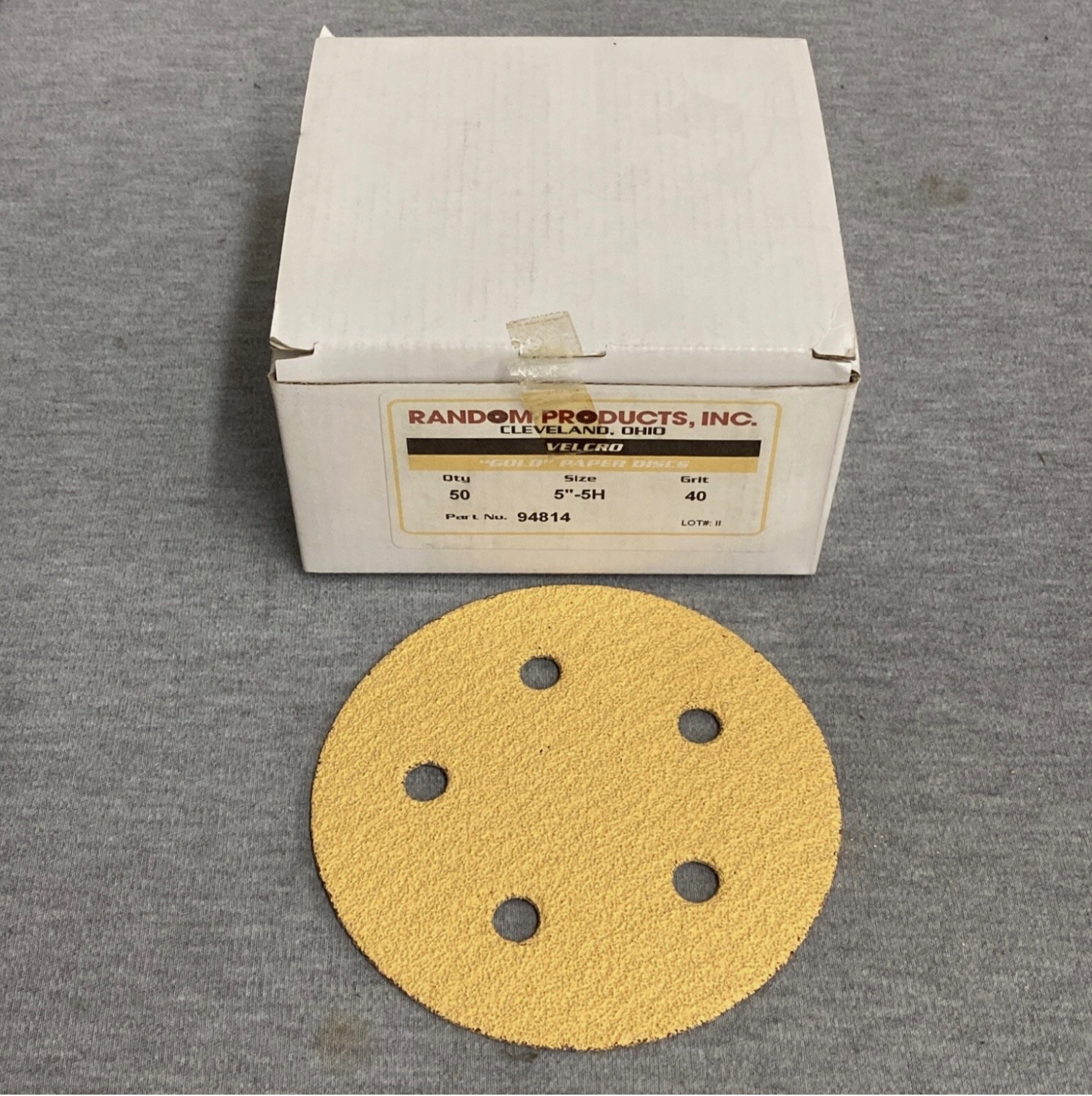 Random Products 94814 5" Gold Paper Disc 040 Grit (Lot of 50)