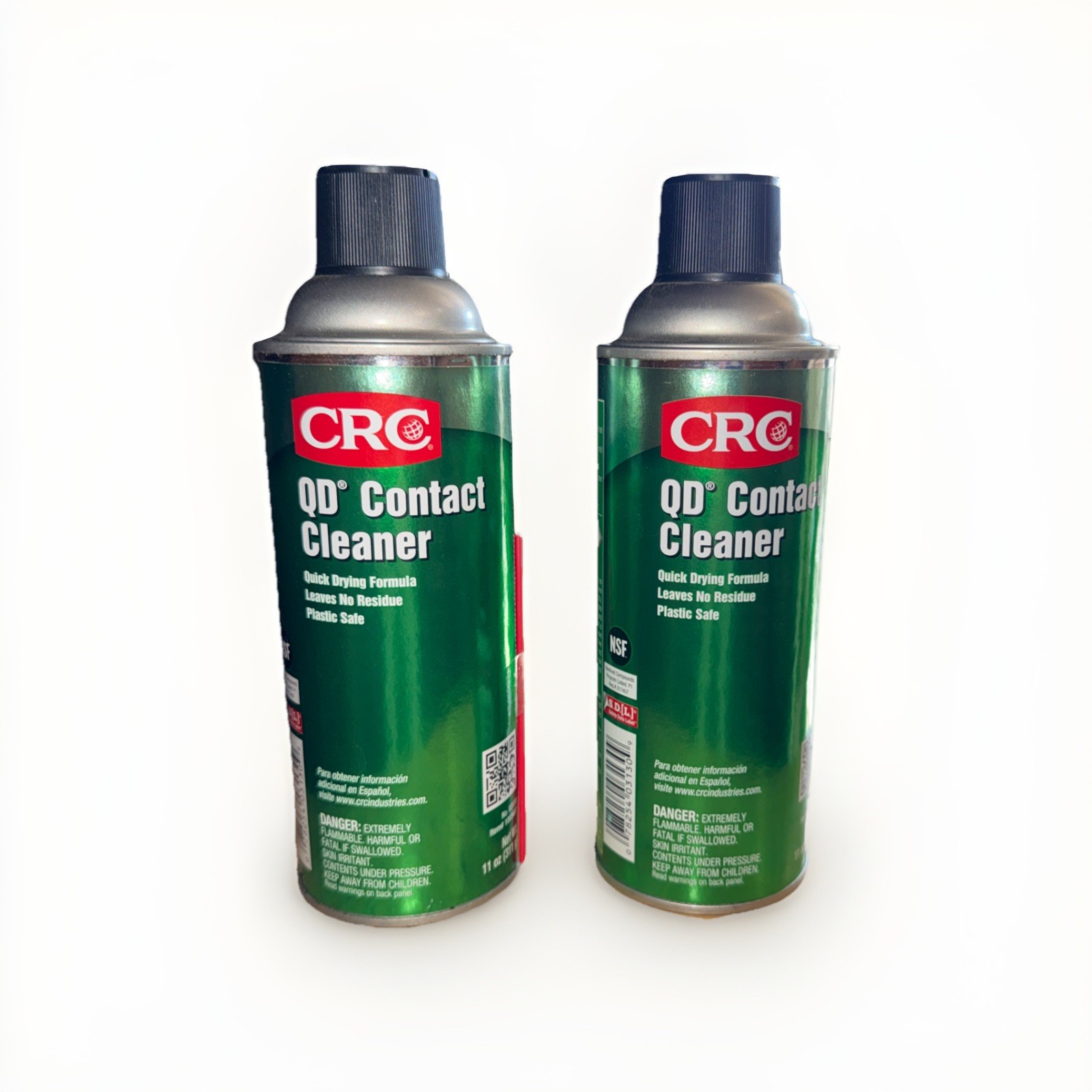 2 Cans CRC QD Contact Cleaner 03130 – 11 WT OZ, Plastic Safe Electronic Aerosol