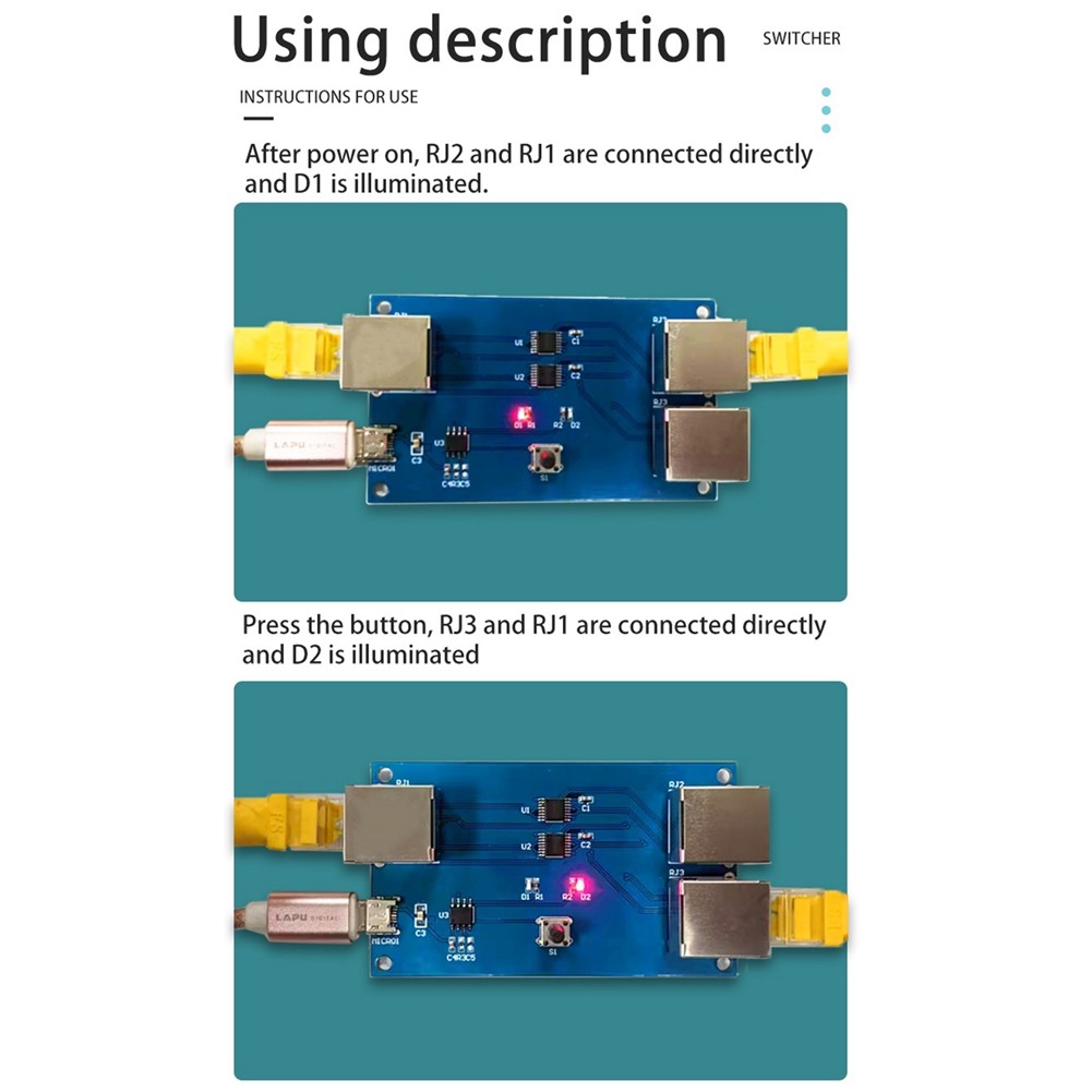 Gigabit Ethernet Port Switcher Internal/External Switcher Cable Broadband5772