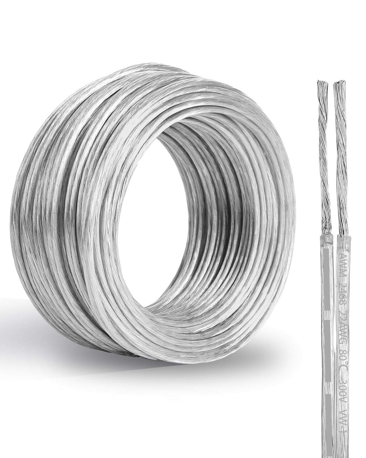22 Gauge PVC Covered Copper Wire 30FT, UL 2468 22 AWG 2 Conductor Tinned Copp...