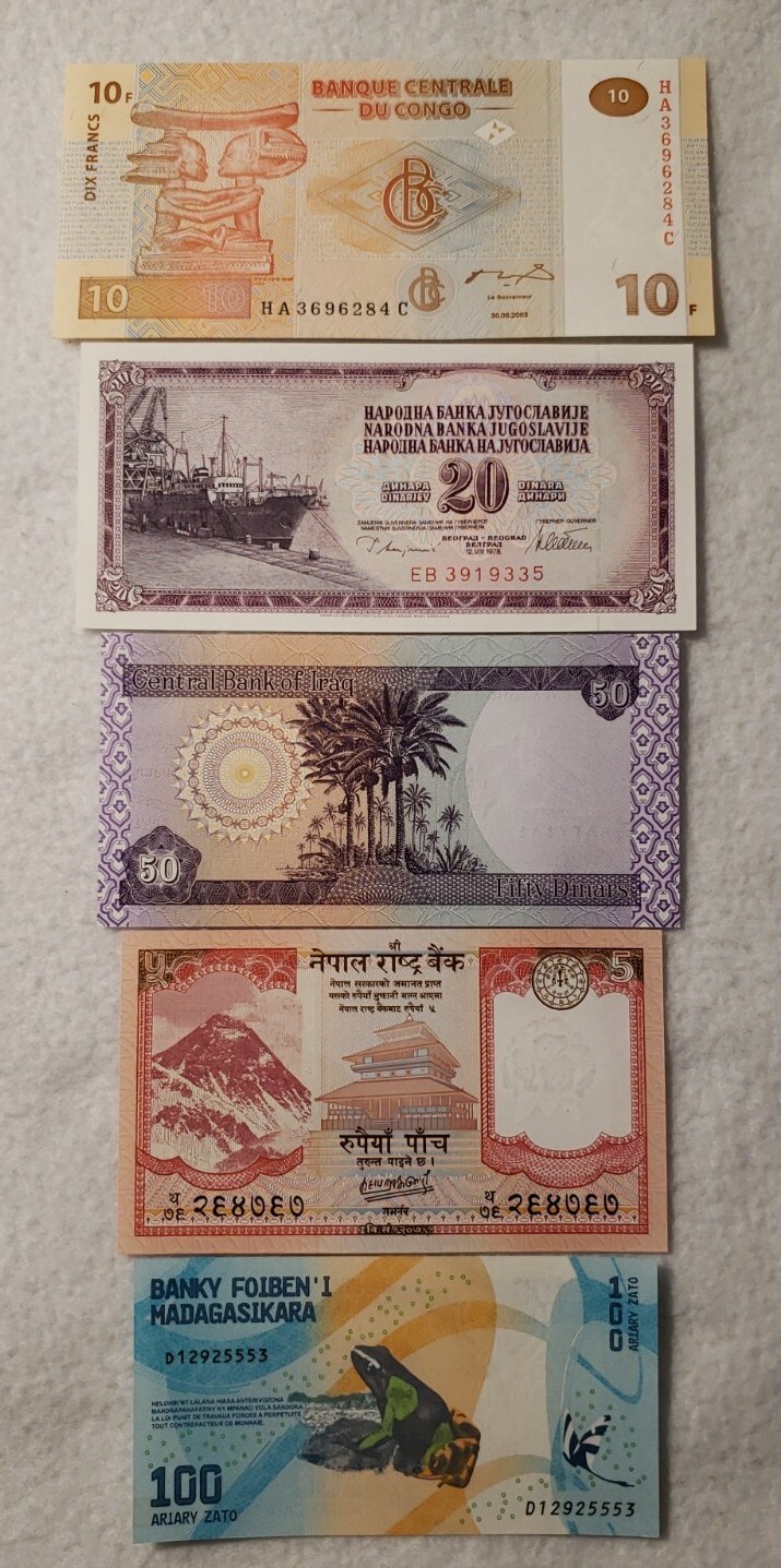 IT. #  G - 161 / 5 PC. NOTE SET UNC CONDITION FAST SHIPPING USA