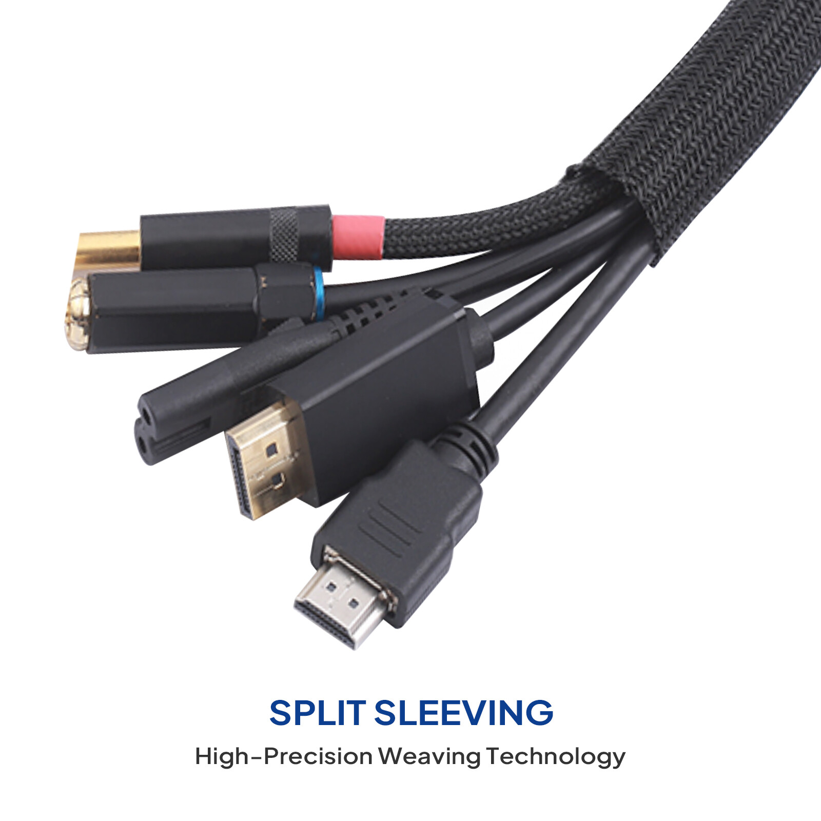 Cable Sleeve Split Sleeving For USB Cable Power Cord Cable Protect 15'&35'Length