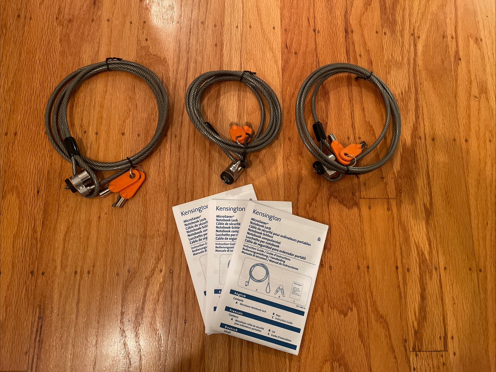 Kensington MicroSaver Classic Cable Locks K-Slot - Set Of 3, Mint Condition!