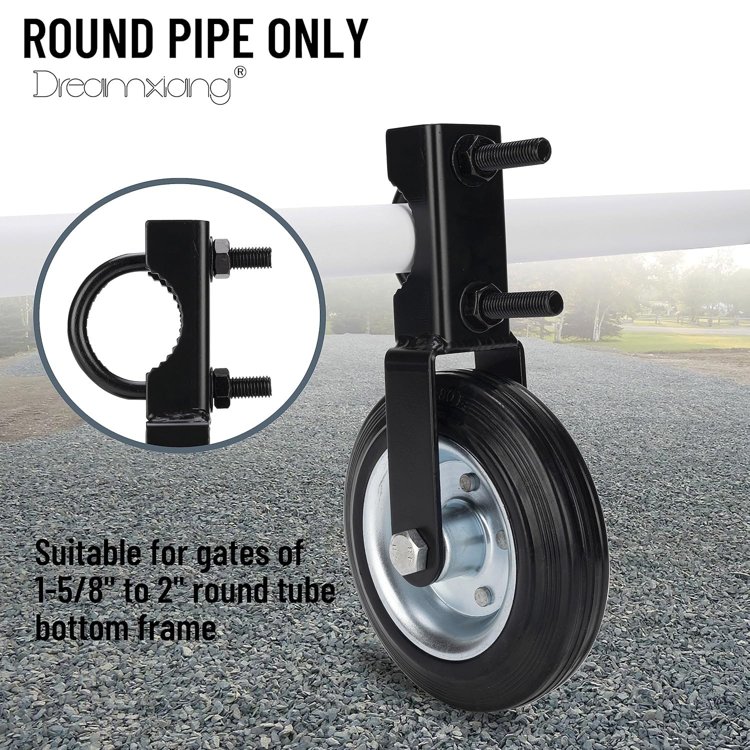 6" Heavy Duty Farm Gate Wheel, Black, 1 Pack