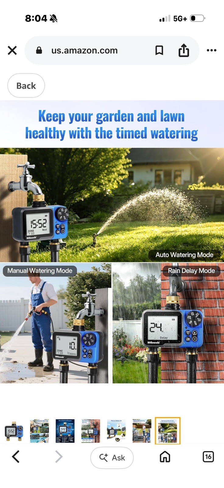 2 Zone Sprinkler Timer Brass Programmable Garden Hose Water Timer IP55