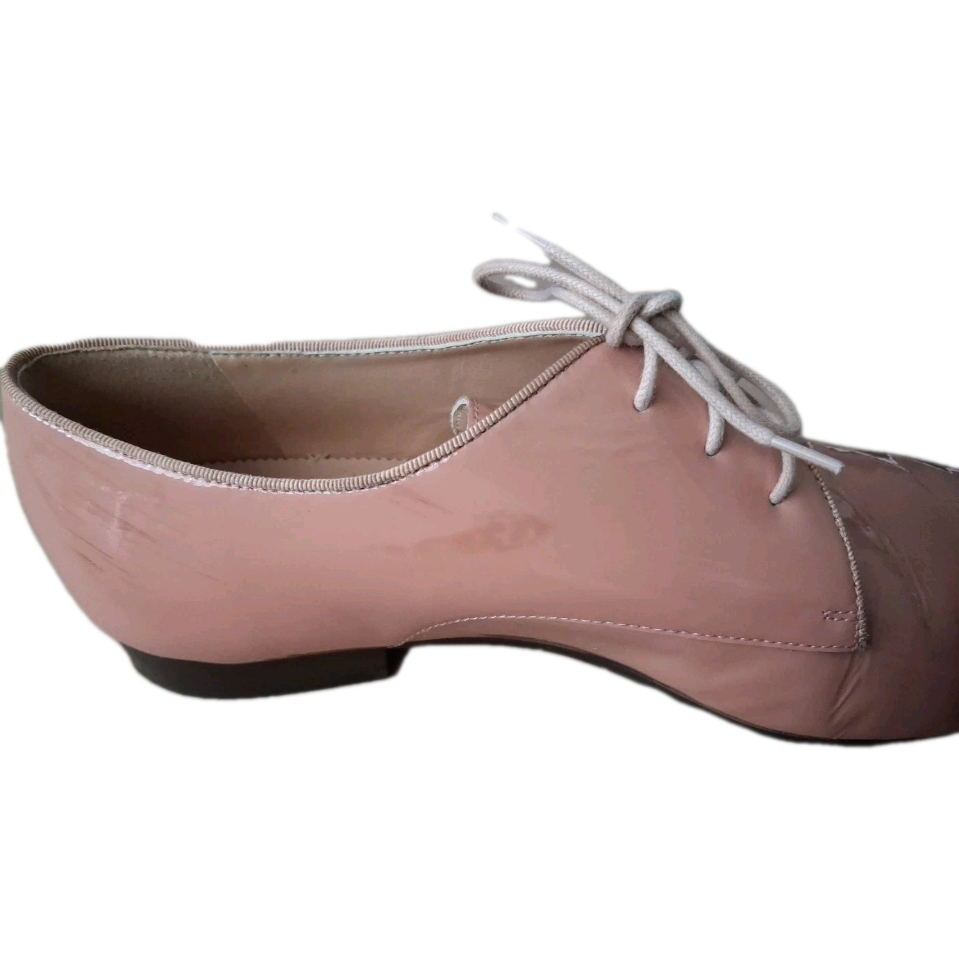 J Crew Patent Leather Oxford Shoes Grosgrain Trim Soft Salmon Pink Sz 10 1/2