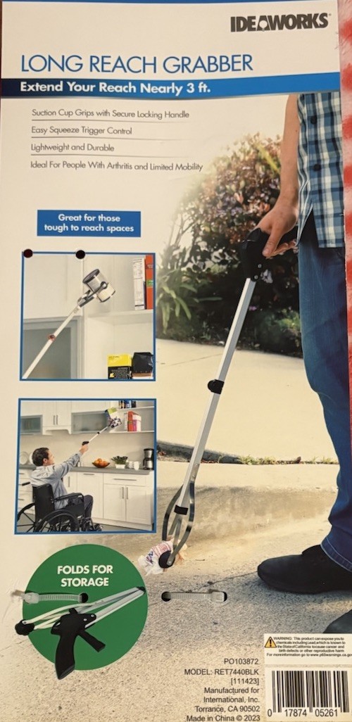 IDEAWORKS Extendable Grabber Reacher 3 Ft Folding Pickup Tool Mobility Aid