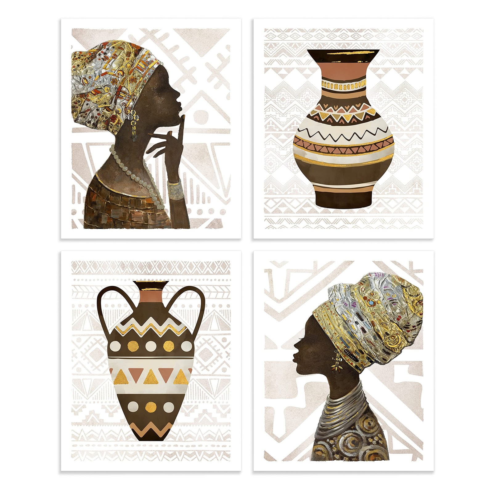 Color Play African Wall Art Black Women Pictures Traditional Ethnic Girls Pri...
