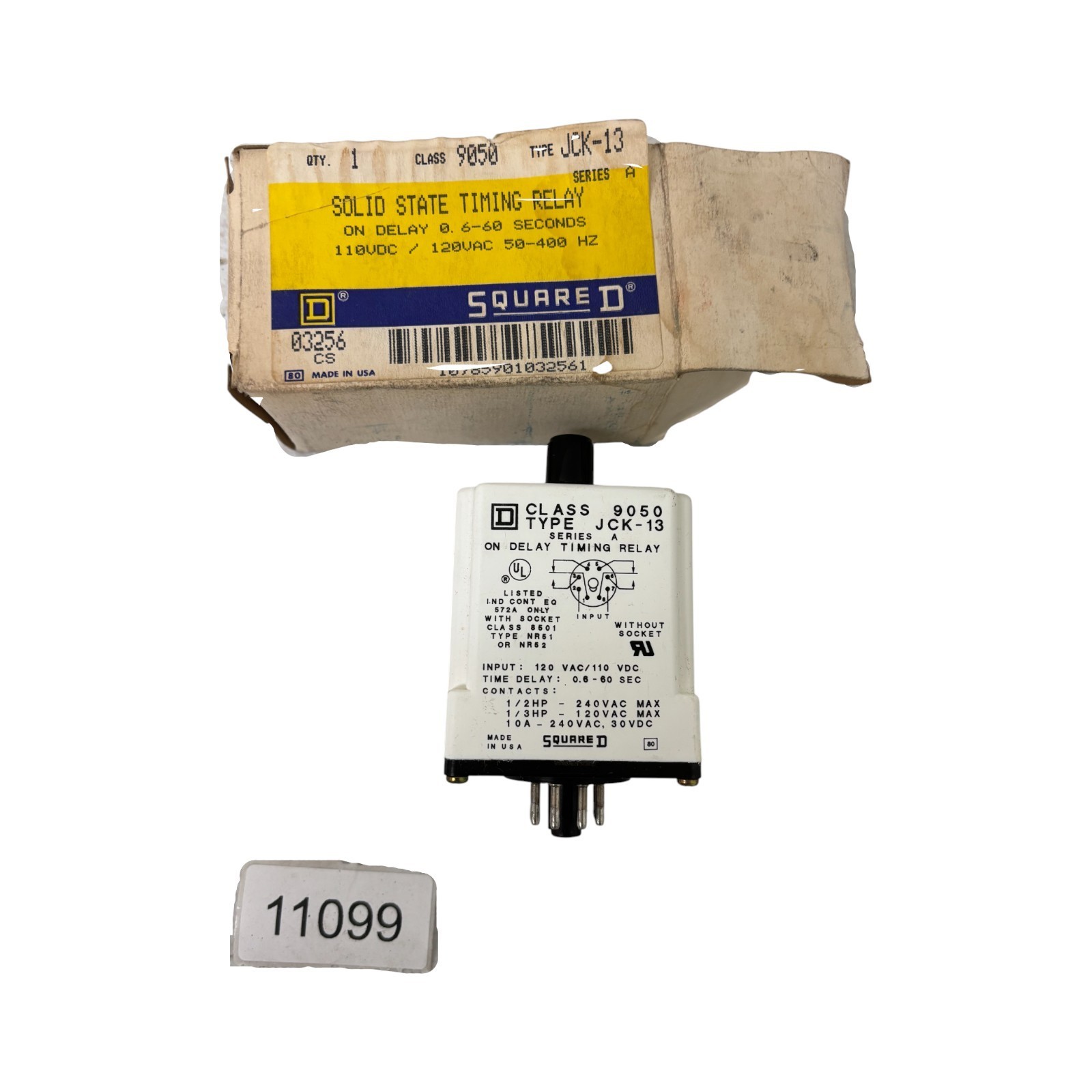 Square D Solid 9050JCK-13 Solid State Timing Relay on Delay, 0.6-60 Sec New
