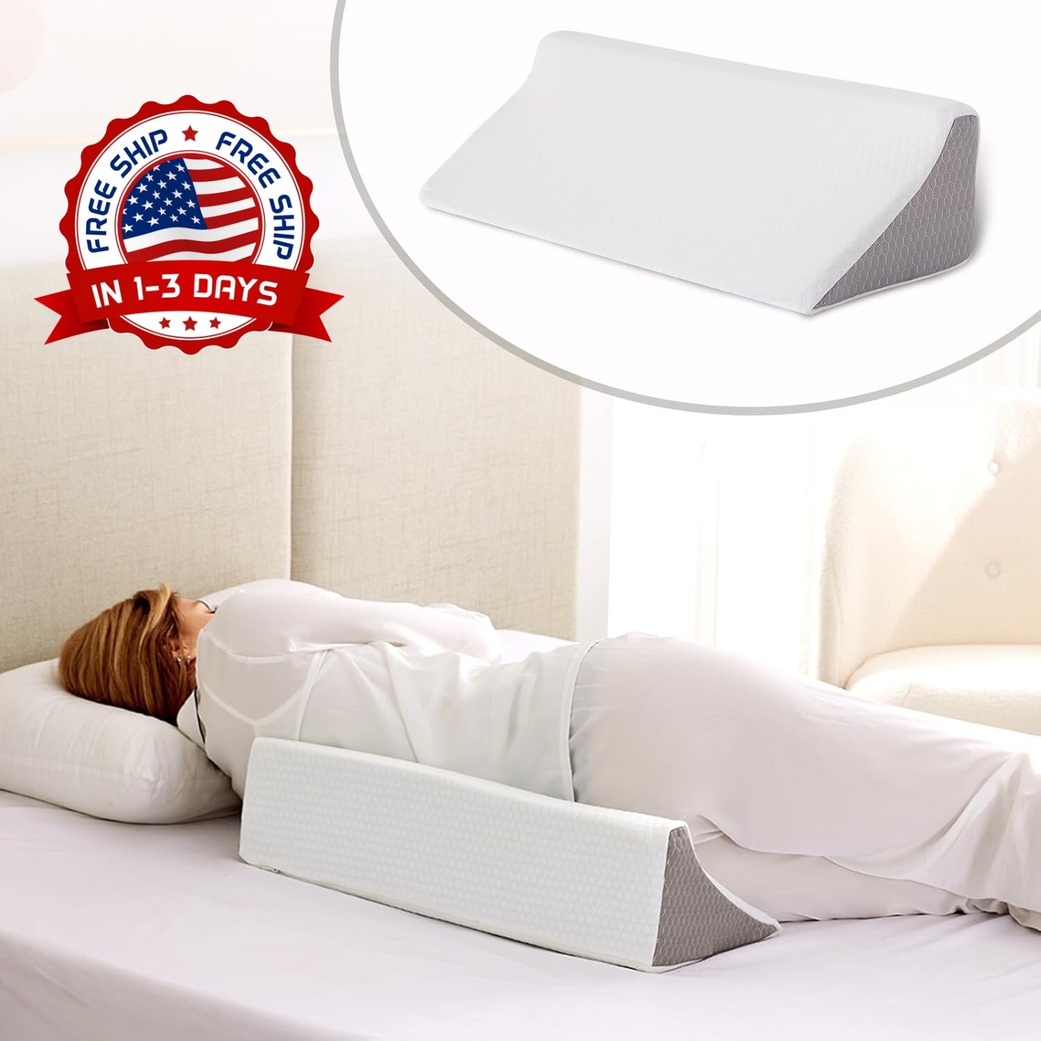 Almohada de cuña para elevación de piernas y personas que duermen de lado US NEW