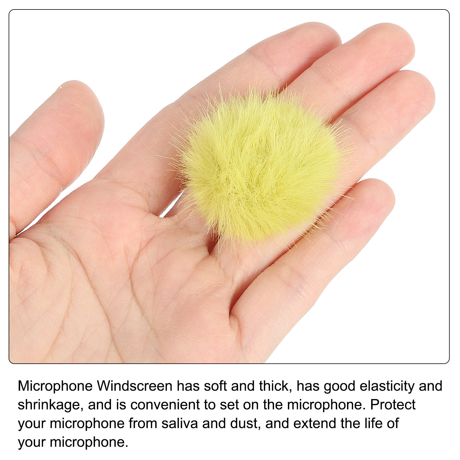 Furry Microphone Windscreen 5mm x 55mm for Microphone Yellow 2 Pack