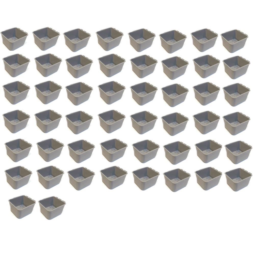 50pk Gray Cage Cups 1 Pint / 16 fl oz Hanging Feed & Water Cups Chicken Poultry