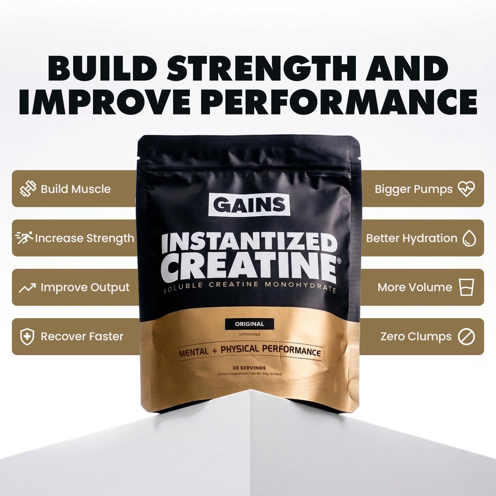 Instantized Creatine Monohydrate Powder - Muscle Building, Strength, Performance