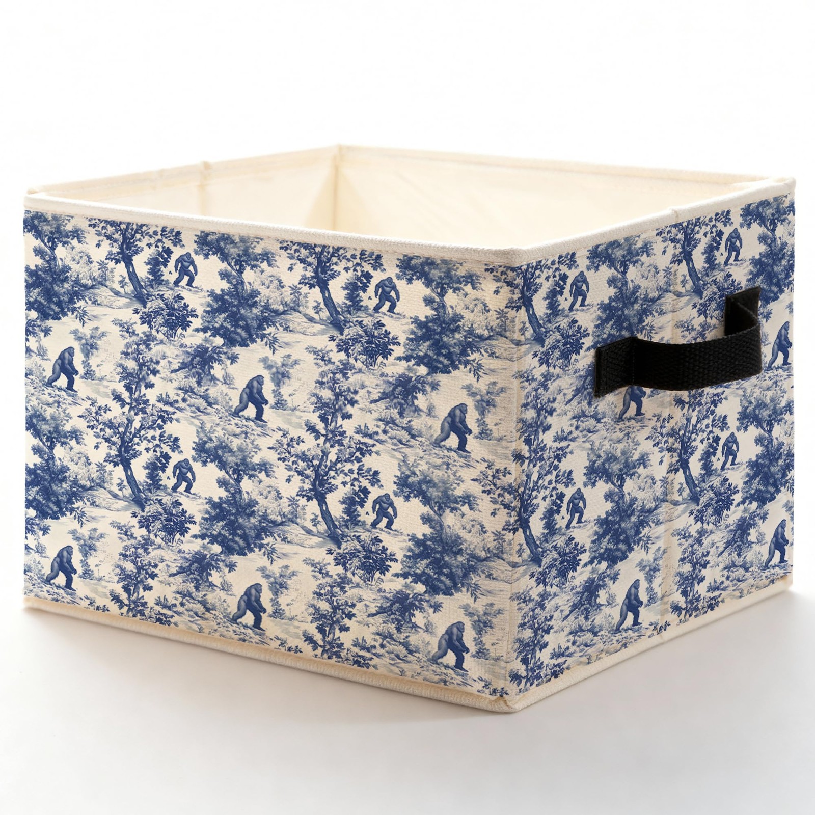 Chinoiserie Forest Bigfoot Storage Bins , Toybox for Boys Girls, Blue and Whi...