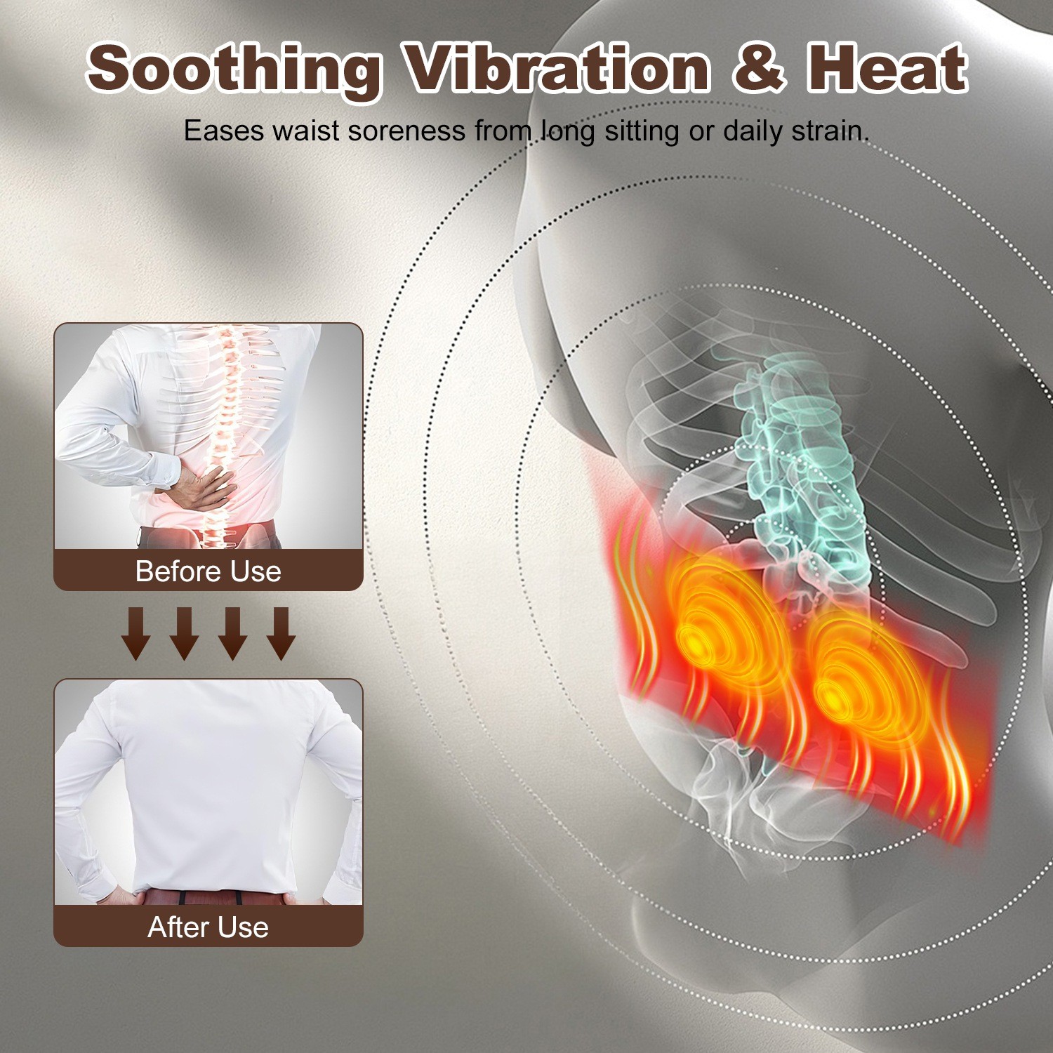 3 In 1 Electric Lumbar Massager Support Pillow Memory Foam Lower Back Massager