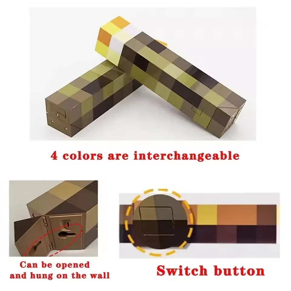 4-Color Minecraft Torch Rechargeable Portable Night LED Light