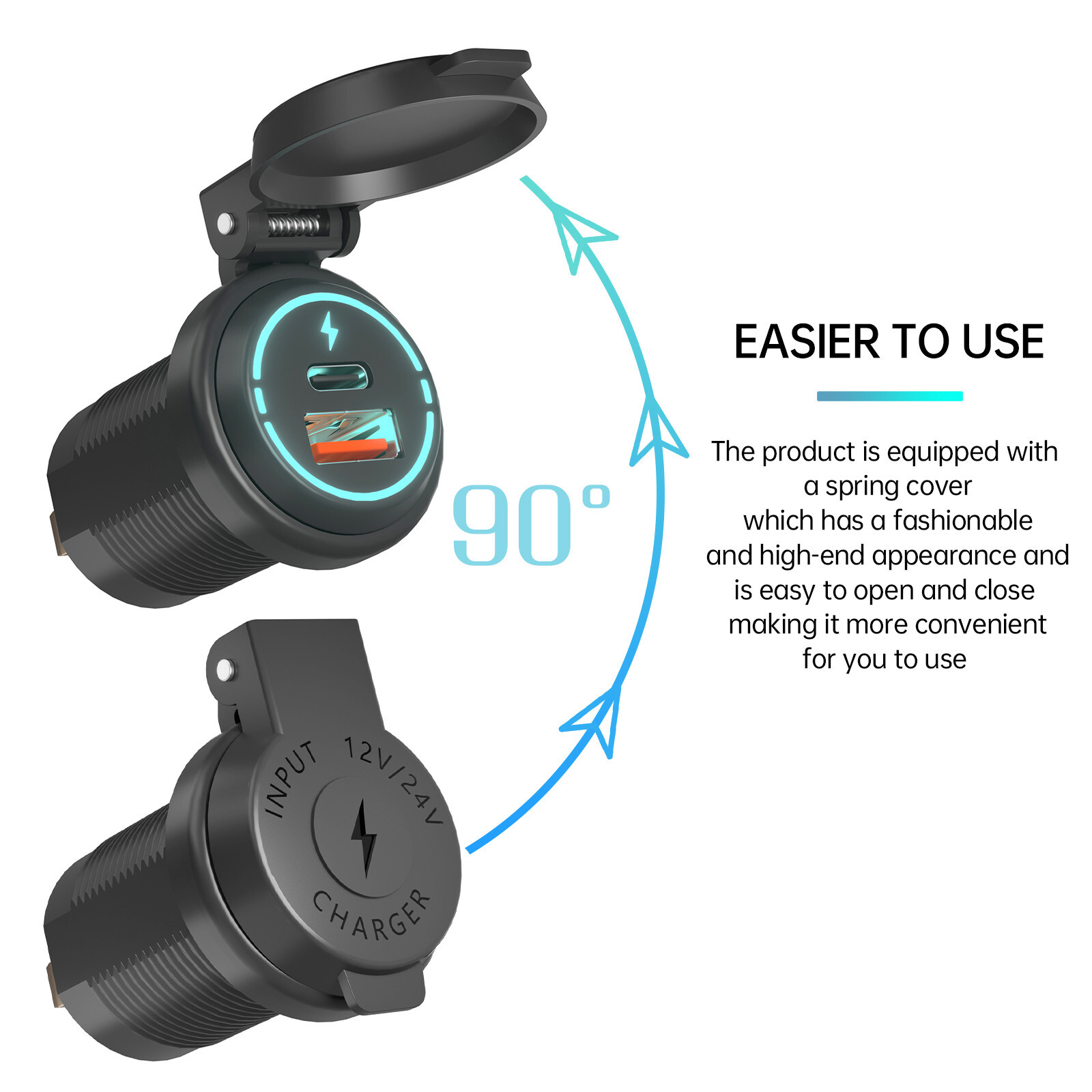 PD USB Fast Motorcycle Charger Adapter for Apple iPhone Samsung Android Phone