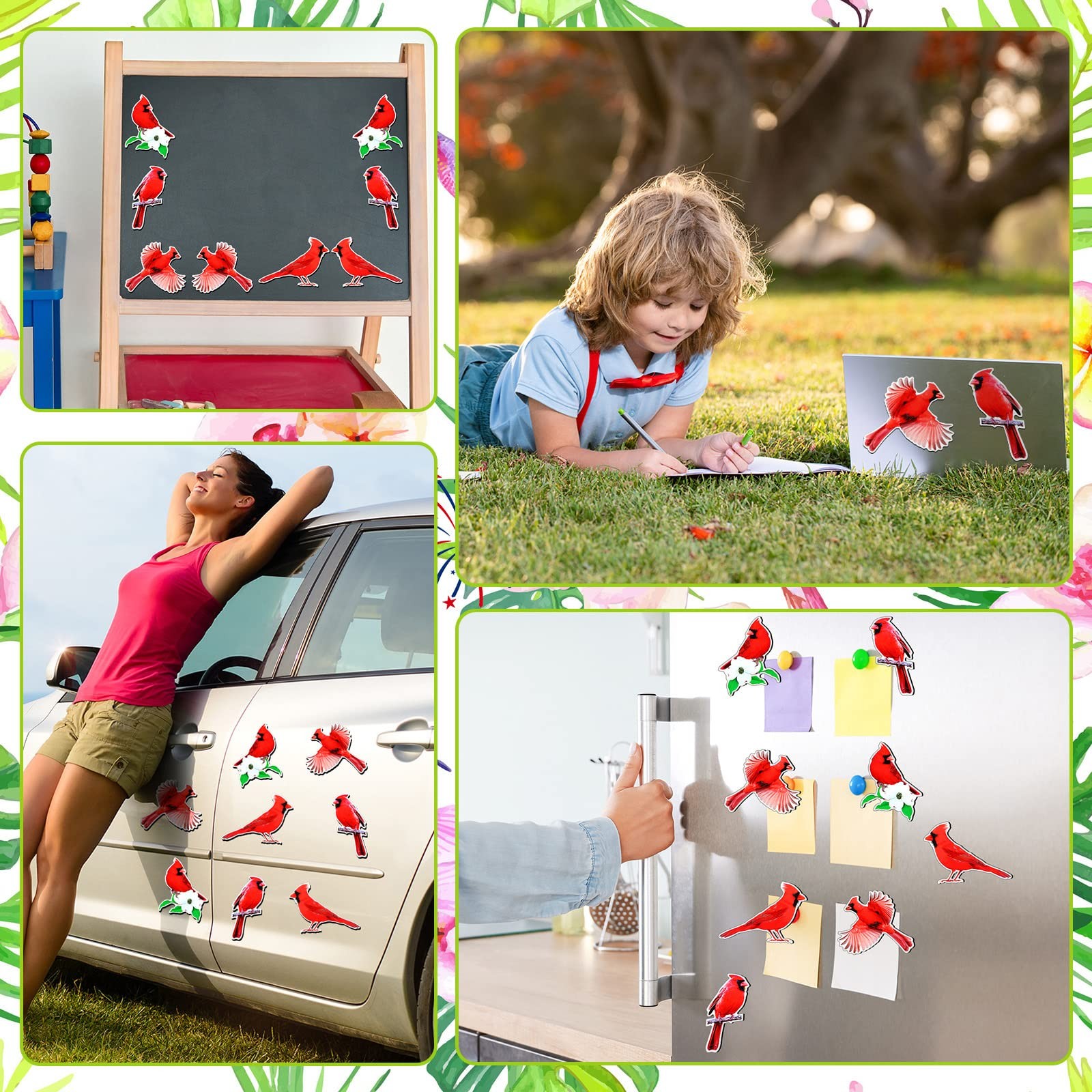 8 Pcs Cardinal Bird Screen Door Magnets Flexible Decorative Double Sided Screen
