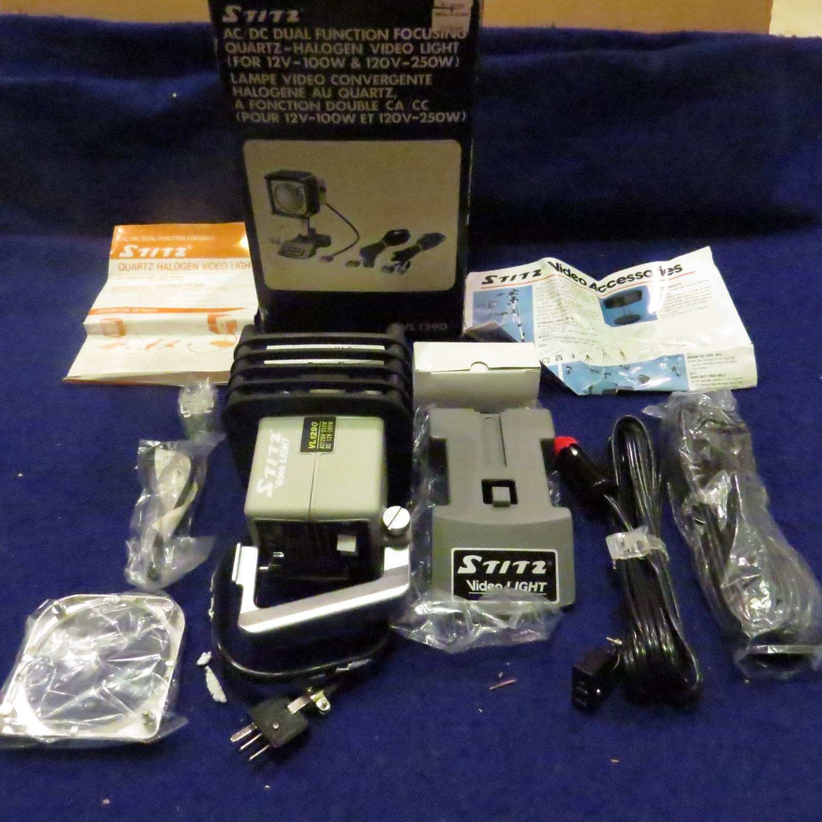 NOS STITZ AC/DC Dual Func Focusing Quartz-Halo Video Light 12V-100W & 120V-250W