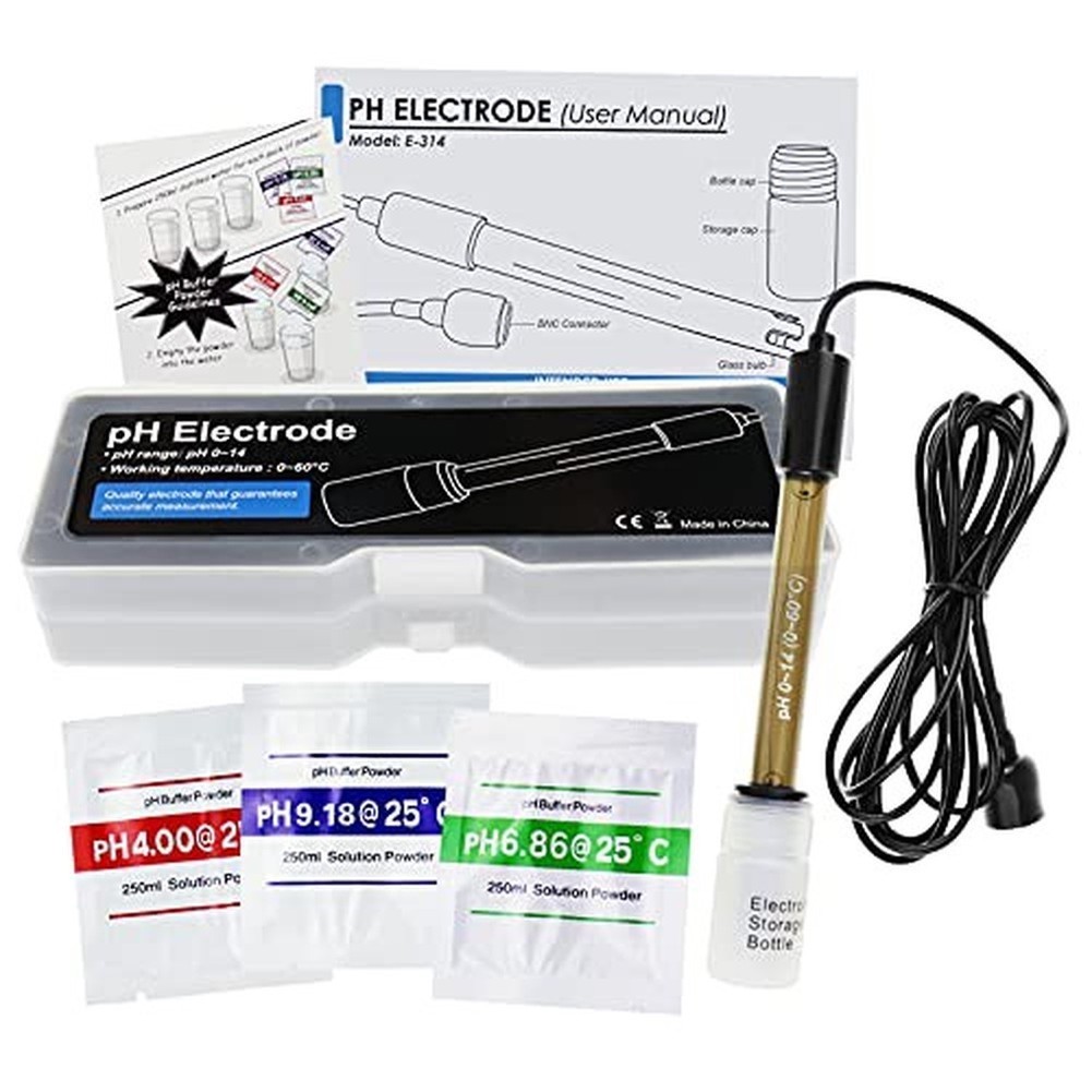 pH Sensor Replacement for PH Meters Featuring Glass Electrode and BNC Port