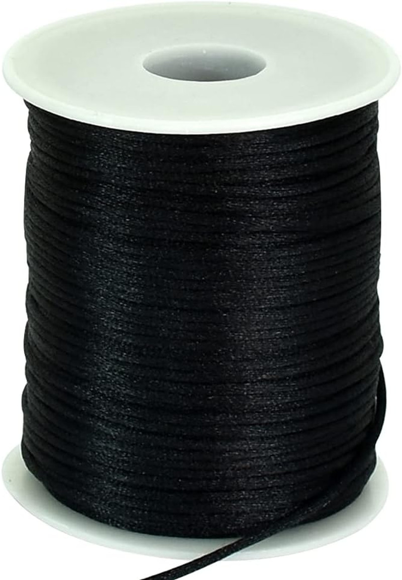 2Mm X 110 Yards Black Nylon Cord Satin String for Bracelet Jewelry Making Rattai