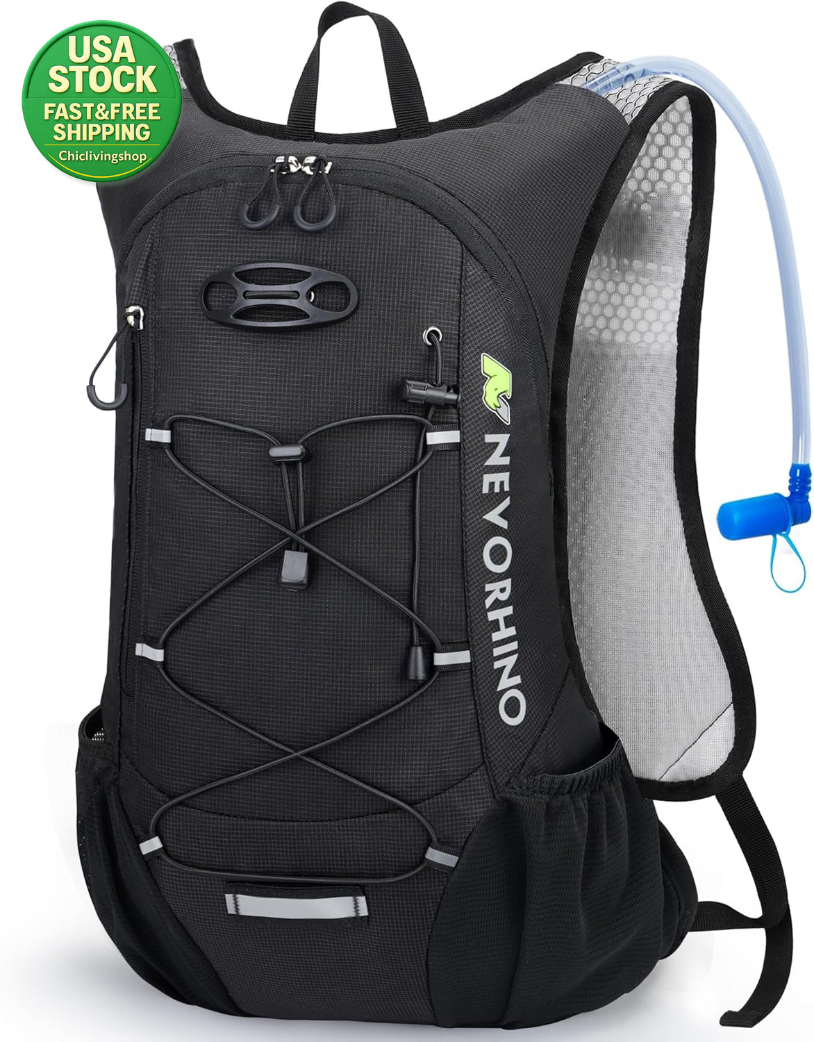 Lightweight Hydration Backpack 2L Water Bladder Cycling Hiking Daypack Black